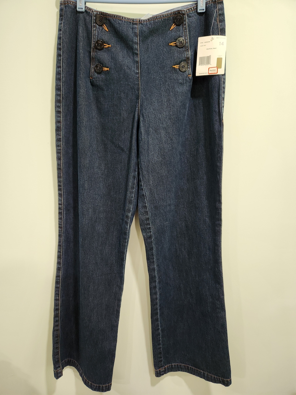 Liz Claiborne Dark Blue Flare Jeans with Button Accent Vintage From Spring 2004
